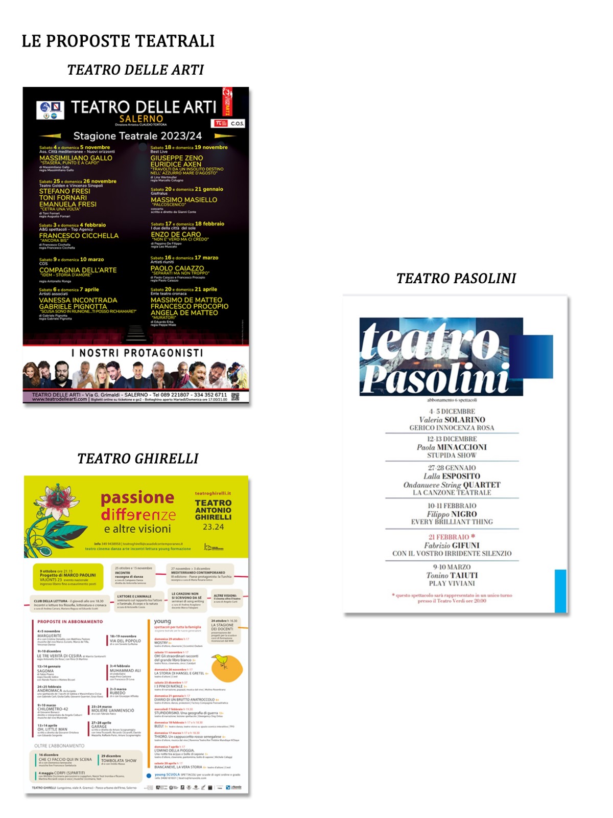 Teatri Ghirelli - Pasolini - Delle Arti